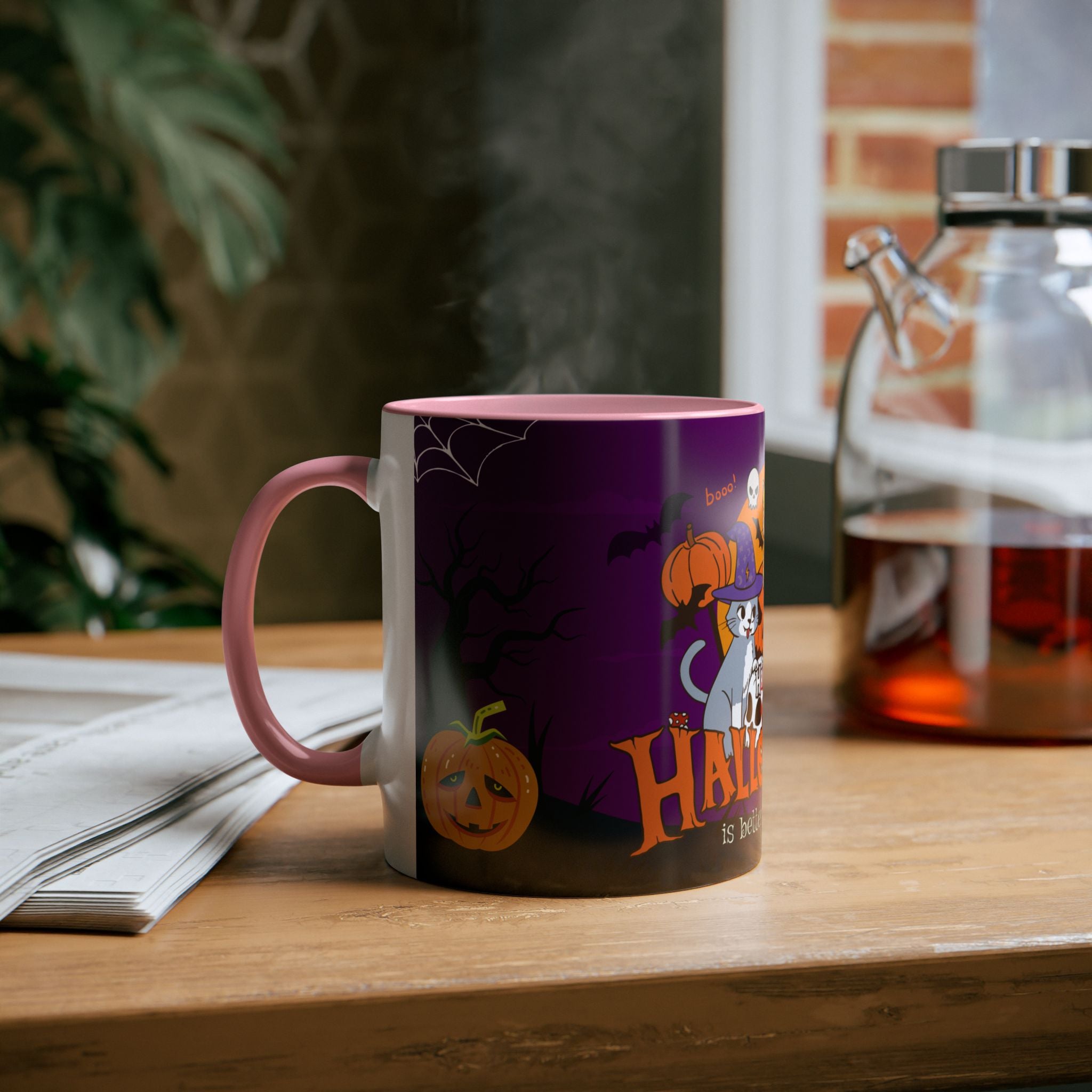 Happy Halloween is Better with Cats | Two-Tone Coffee Mugs